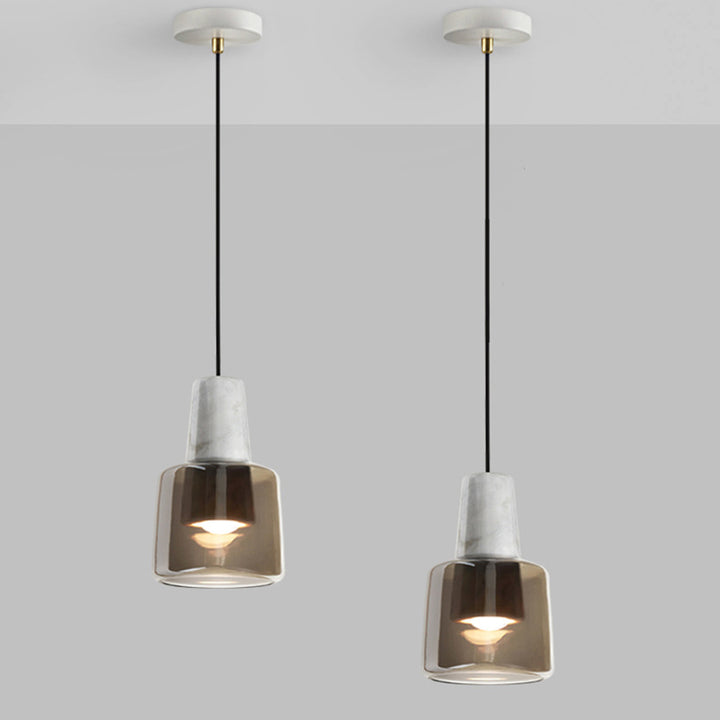 Lámpara colgante contemporánea de cristal de mármol nórdico con una luz para mesita de noche 