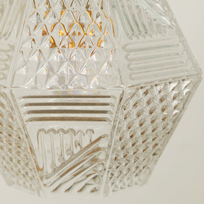 Moderne Mid-Century Messing Glas Diamant Textur 1-Licht Pendelleuchte für Esszimmer 