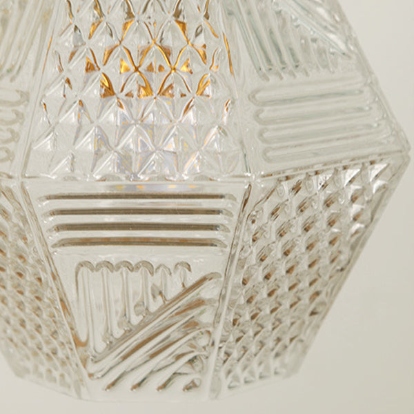 Moderne Mid-Century Messing Glas Diamant Textur 1-Licht Pendelleuchte für Esszimmer 