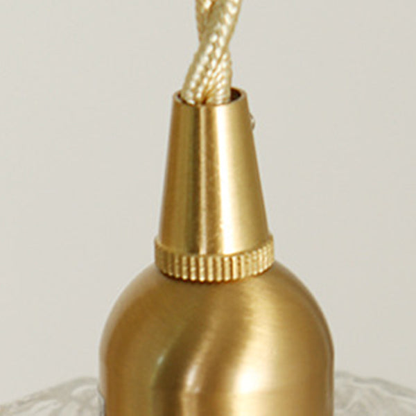 Moderne Mid-Century Messing Glas Diamant Textur 1-Licht Pendelleuchte für Esszimmer 