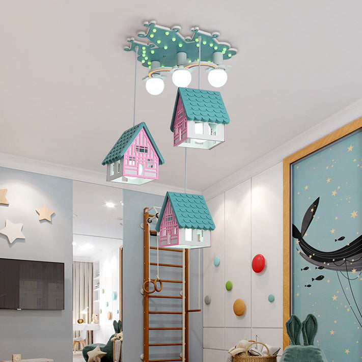 Candelabros de madera contemporáneos creativos para niños con 6 luces para dormitorio 