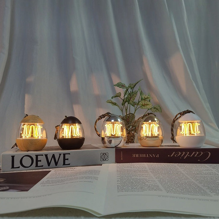 Contemporary Retro Rechargeable Aluminum Acrylic Egg Hanging LED Table Lamp Small Night Light For Bedroom