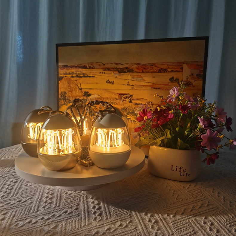 Contemporary Retro Rechargeable Aluminum Acrylic Egg Hanging LED Table Lamp Small Night Light For Bedroom