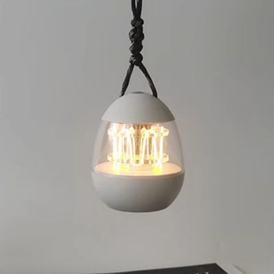 Contemporary Retro Rechargeable Aluminum Acrylic Egg Hanging LED Table Lamp Small Night Light For Bedroom