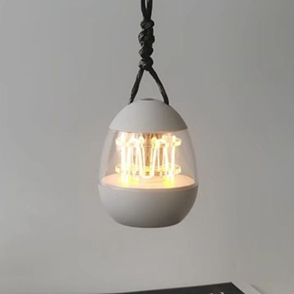Contemporary Retro Rechargeable Aluminum Acrylic Egg Hanging LED Table Lamp Small Night Light For Bedroom