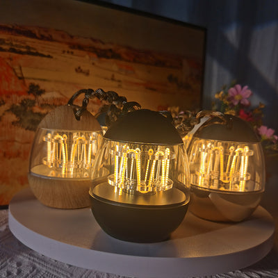 Contemporary Retro Rechargeable Aluminum Acrylic Egg Hanging LED Table Lamp Small Night Light For Bedroom