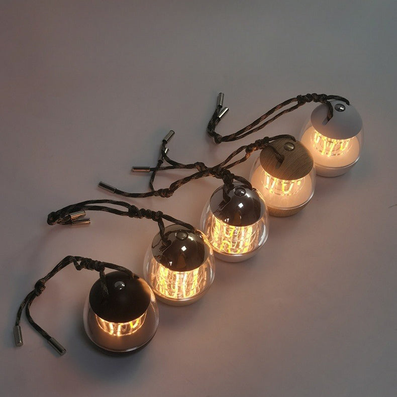 Contemporary Retro Rechargeable Aluminum Acrylic Egg Hanging LED Table Lamp Small Night Light For Bedroom