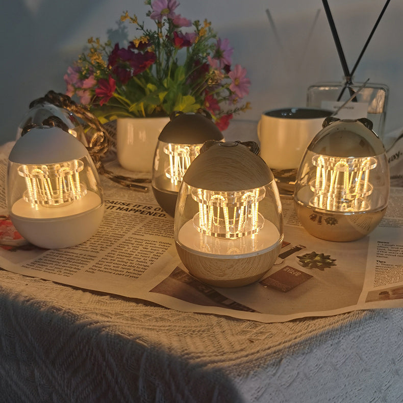 Contemporary Retro Rechargeable Aluminum Acrylic Egg Hanging LED Table Lamp Small Night Light For Bedroom