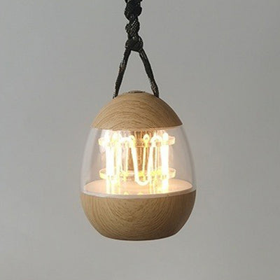 Contemporary Retro Rechargeable Aluminum Acrylic Egg Hanging LED Table Lamp Small Night Light For Bedroom