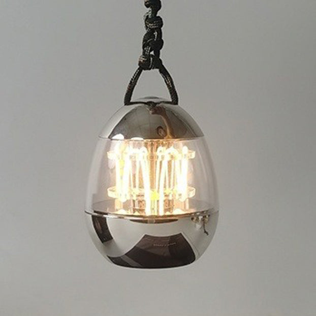 Contemporary Retro Rechargeable Aluminum Acrylic Egg Hanging LED Table Lamp Small Night Light For Bedroom