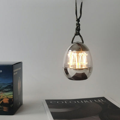 Contemporary Retro Rechargeable Aluminum Acrylic Egg Hanging LED Table Lamp Small Night Light For Bedroom