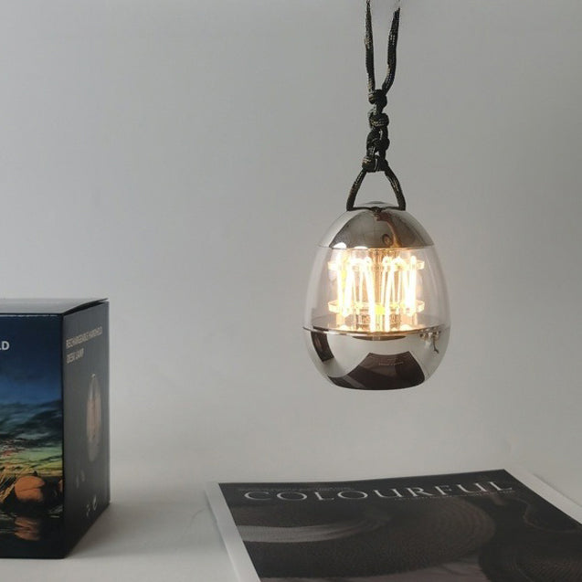 Contemporary Retro Rechargeable Aluminum Acrylic Egg Hanging LED Table Lamp Small Night Light For Bedroom