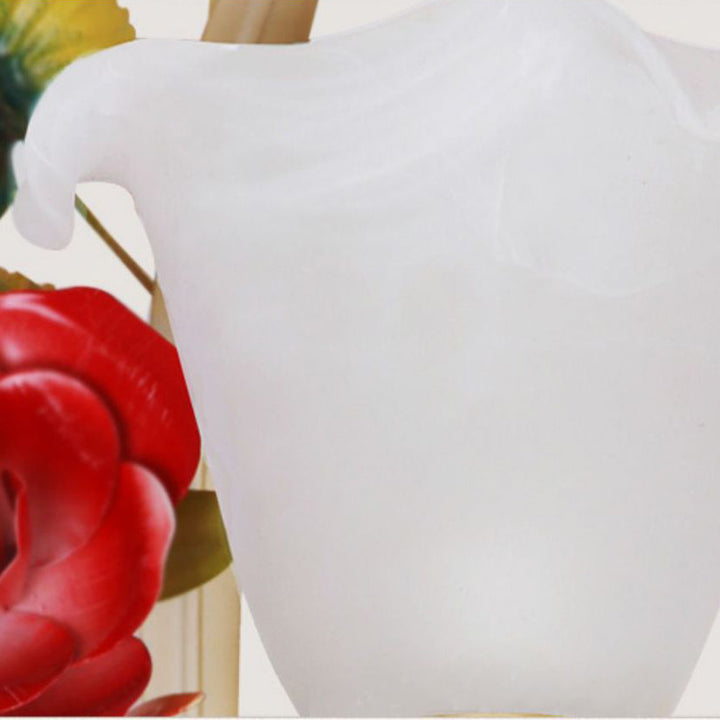 Traditional Farmhouse Iron Glass Rose Floral Bell 1/2 Light Wall Sconce Lamp For Hallway