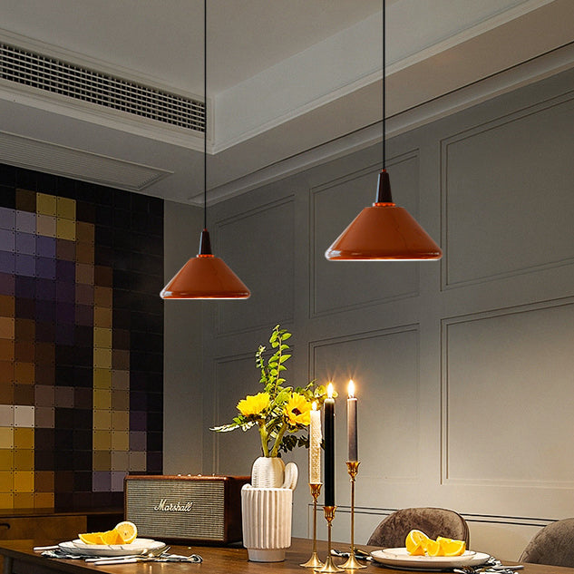 Traditional Vintage Iron Metal Conic 1/2 Light Pendant Light For Dining Room