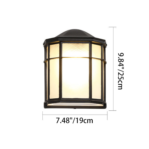 Zeitgenössische Retro Wasserdichte Aluminium Glas Haus Rechteckige 1-Licht Wandleuchte Lampe für Außenbereich Terrasse 