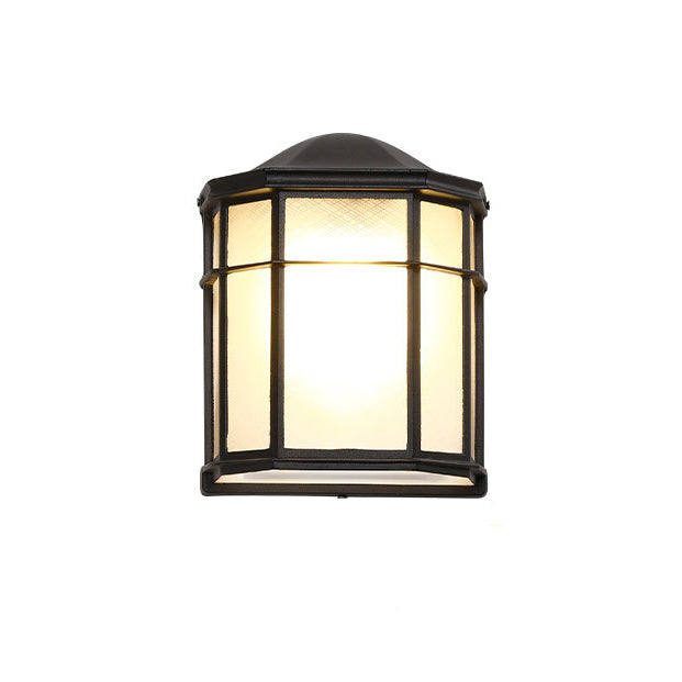 Contemporary Retro Waterproof Aluminum Glass House Rectangular 1-Light Wall Sconce Lamp For Outdoor Patio