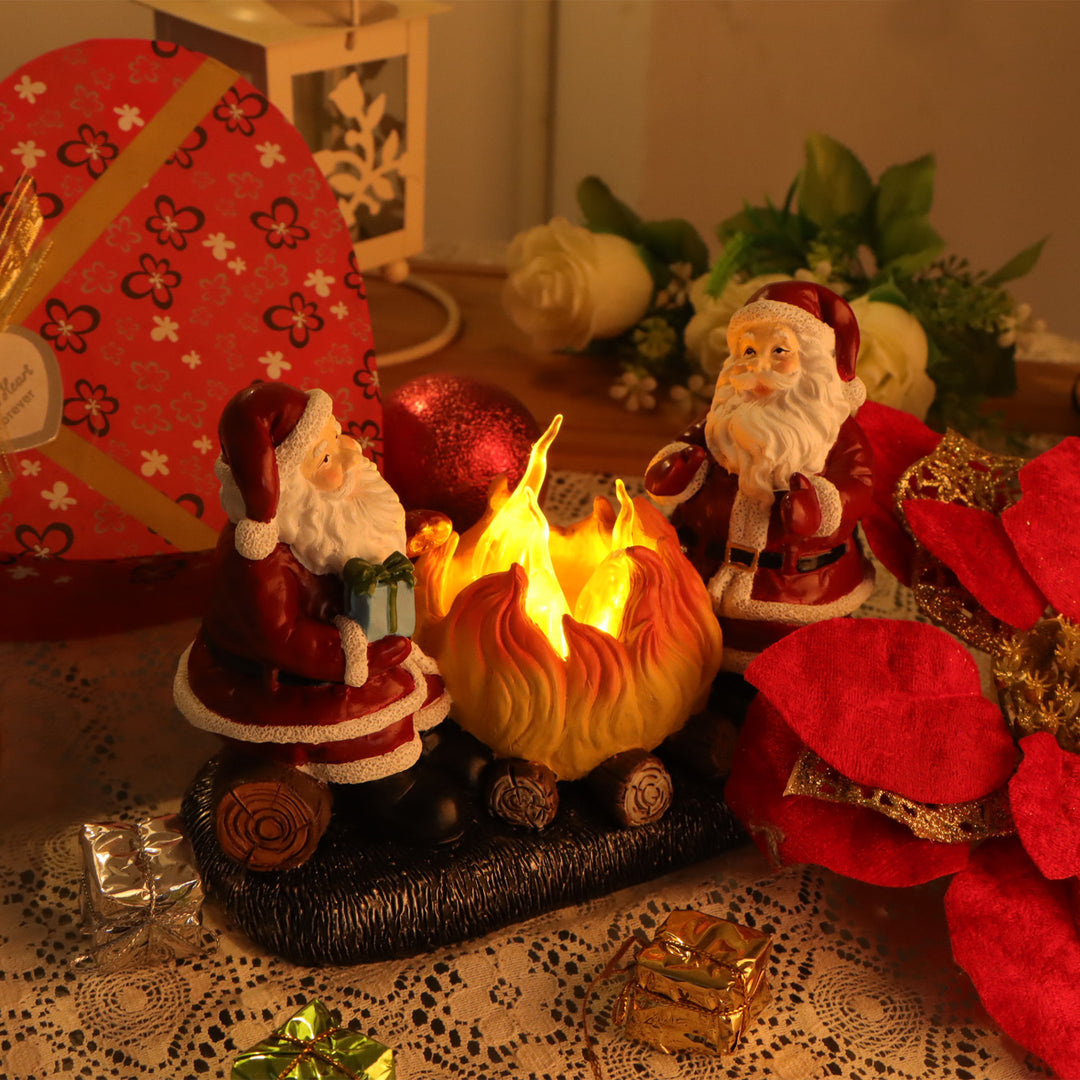 Moderne Art Deco Batterie Harz Kunststoff Flammenkerze Weihnachtsmann Weihnachtsdekoration LED Kleines Nachtlicht für Schlafzimmer 