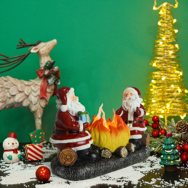Moderne Art Deco Batterie Harz Kunststoff Flammenkerze Weihnachtsmann Weihnachtsdekoration LED Kleines Nachtlicht für Schlafzimmer 