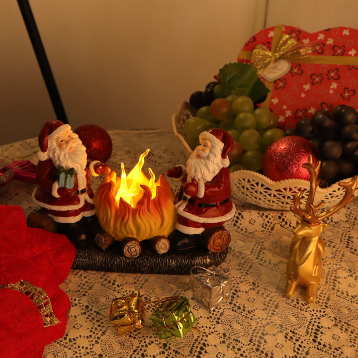Moderne Art Deco Batterie Harz Kunststoff Flammenkerze Weihnachtsmann Weihnachtsdekoration LED Kleines Nachtlicht für Schlafzimmer 