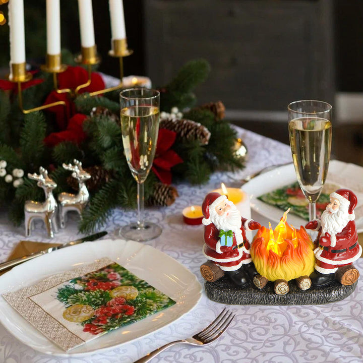 Moderne Art Deco Batterie Harz Kunststoff Flammenkerze Weihnachtsmann Weihnachtsdekoration LED Kleines Nachtlicht für Schlafzimmer 