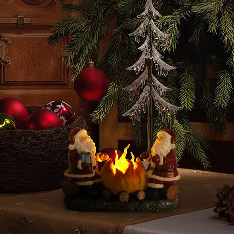 Décoration de Noël Santa Candle Flame en résine plastique Art Déco moderne avec LED pour chambre à coucher 