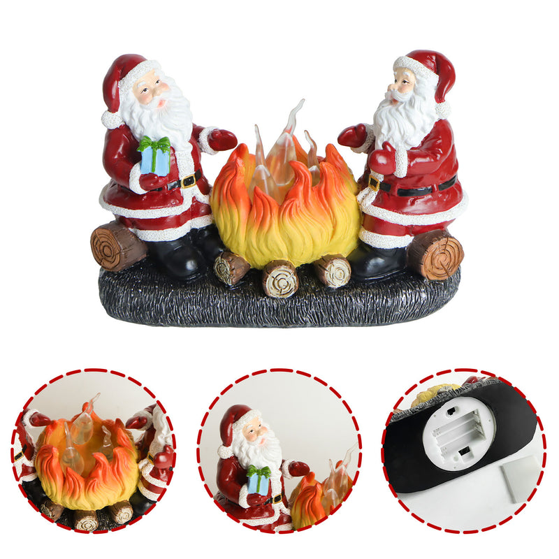 Décoration de Noël Santa Candle Flame en résine plastique Art Déco moderne avec LED pour chambre à coucher 