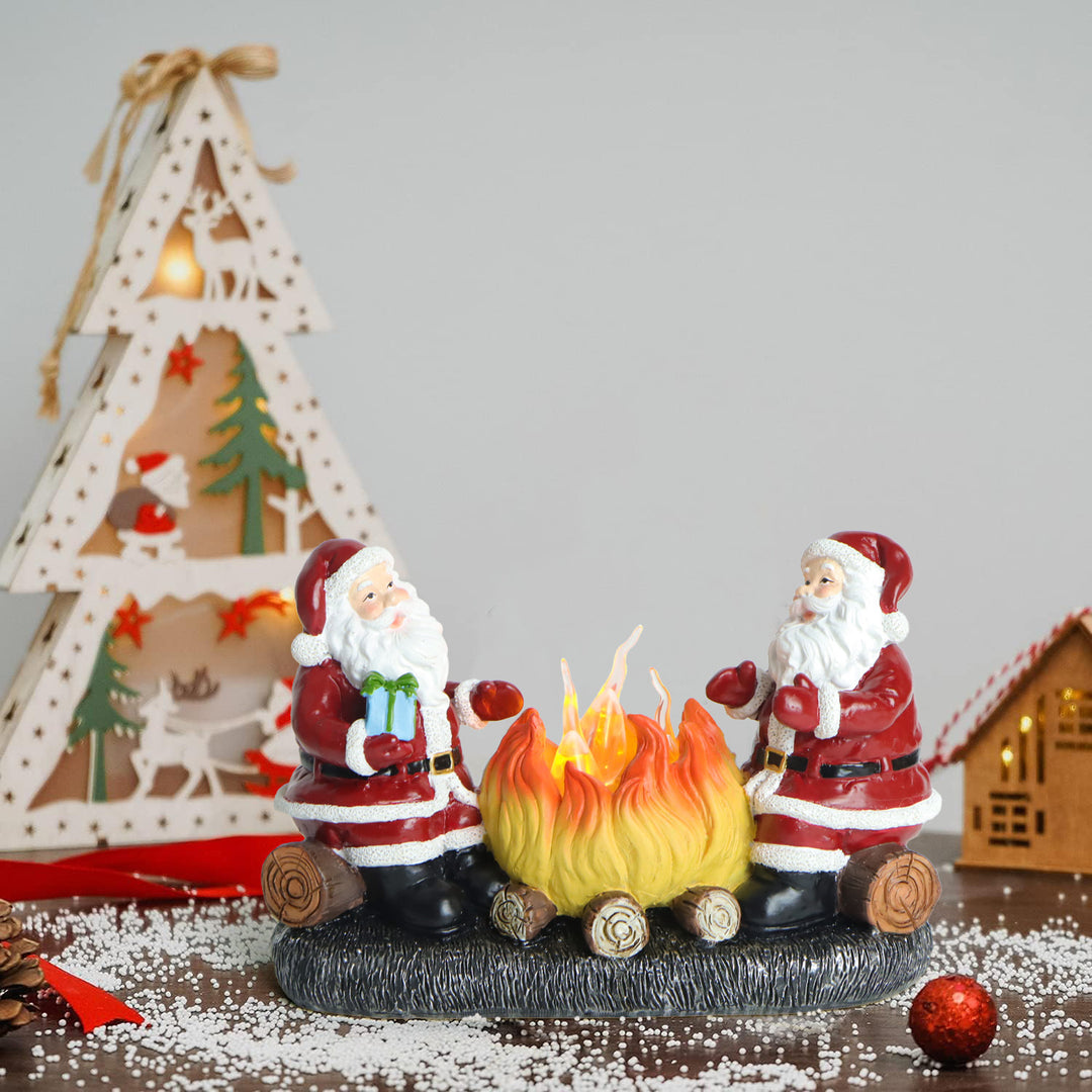 Moderne Art Deco Batterie Harz Kunststoff Flammenkerze Weihnachtsmann Weihnachtsdekoration LED Kleines Nachtlicht für Schlafzimmer 