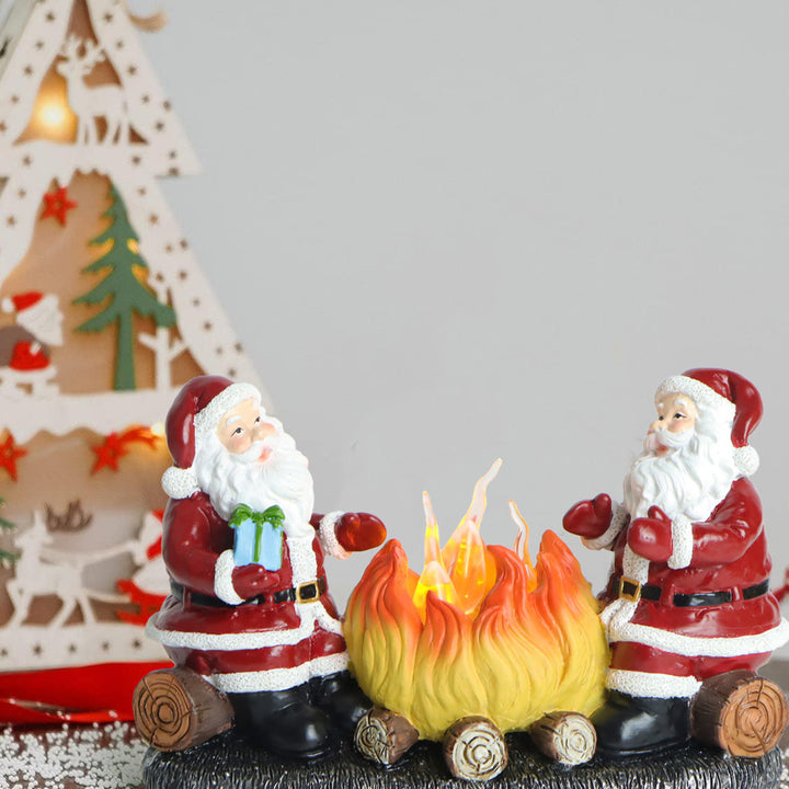 Moderne Art Deco Batterie Harz Kunststoff Flammenkerze Weihnachtsmann Weihnachtsdekoration LED Kleines Nachtlicht für Schlafzimmer 