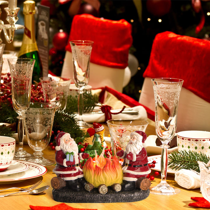 Moderne Art Deco Batterie Harz Kunststoff Flammenkerze Weihnachtsmann Weihnachtsdekoration LED Kleines Nachtlicht für Schlafzimmer 