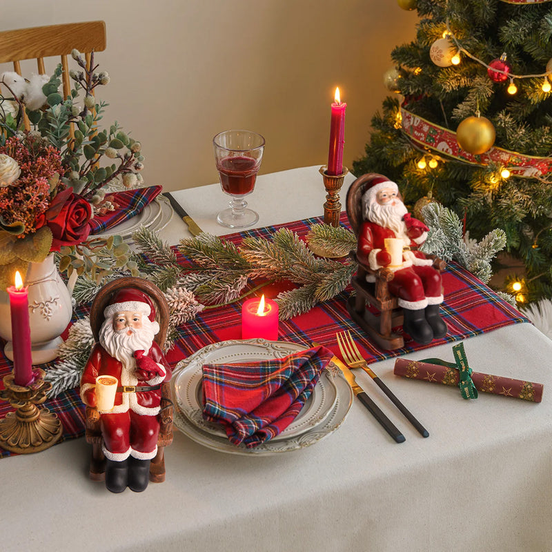 Décoration de Noël du Père Noël avec bougie solaire en résine Art Déco moderne LED petite veilleuse pour chambre 