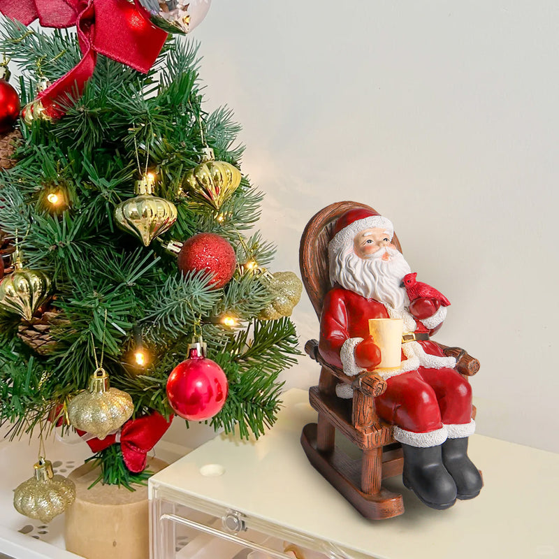 Décoration de Noël du Père Noël avec bougie solaire en résine Art Déco moderne LED petite veilleuse pour chambre 