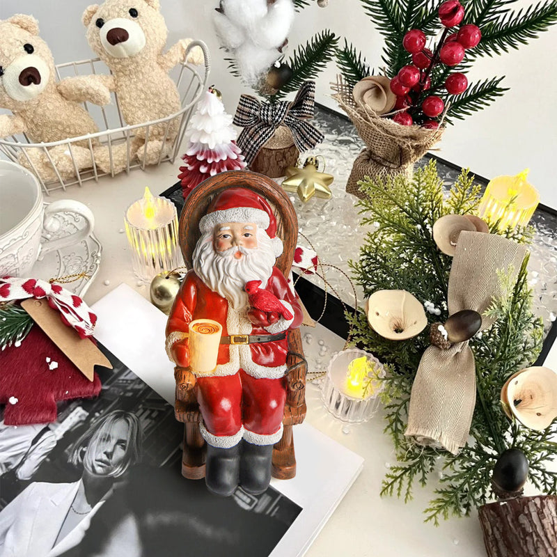 Décoration de Noël du Père Noël avec bougie solaire en résine Art Déco moderne LED petite veilleuse pour chambre 