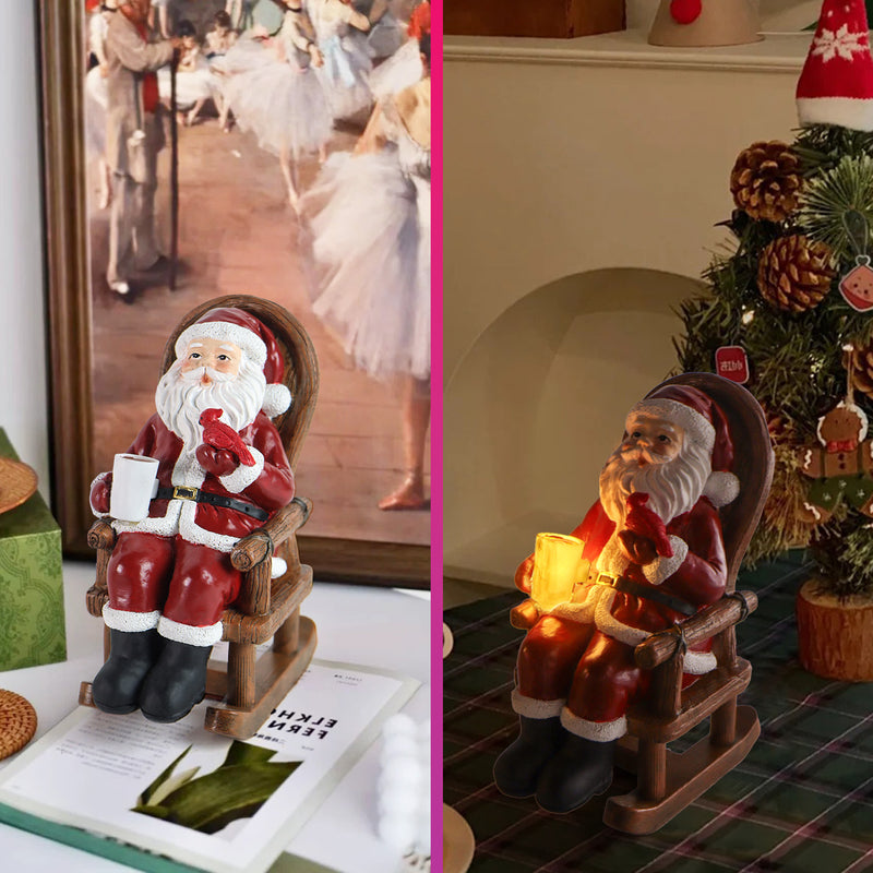 Décoration de Noël du Père Noël avec bougie solaire en résine Art Déco moderne LED petite veilleuse pour chambre 