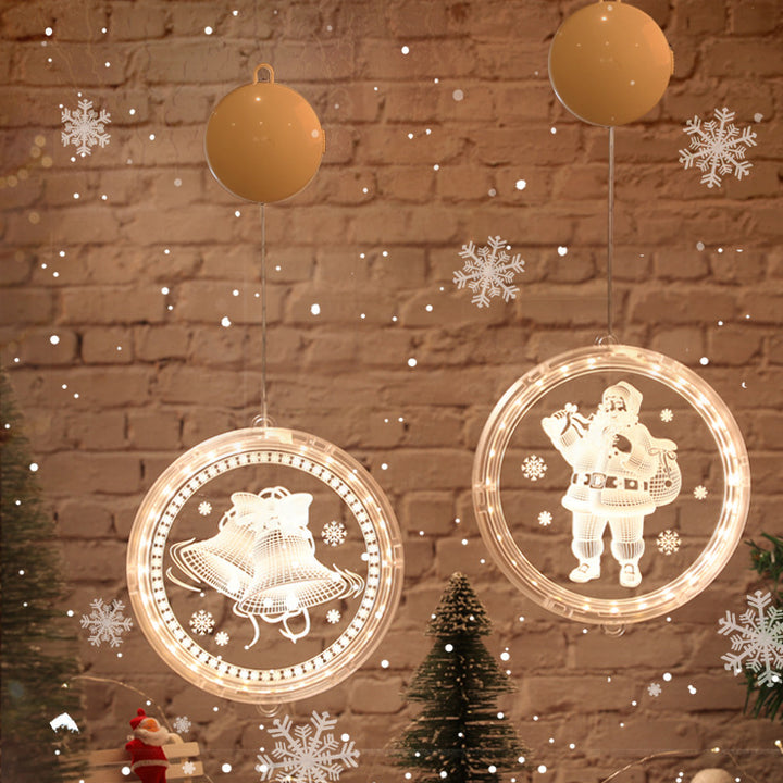 Moderne Art Deco Batterie PS Runde Santa Weihnachtsbaum Glocke Hirsch Saug-LED-Wandleuchte Dekorationslicht für Esszimmer 