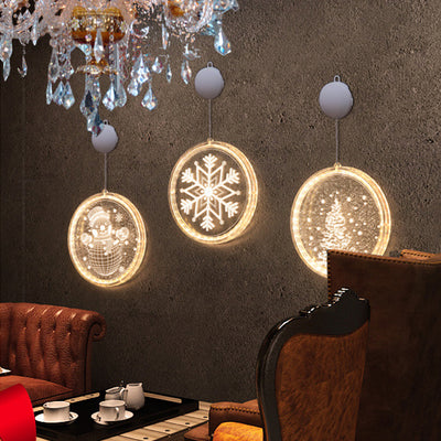 Art Déco Moderne Batterie PS Ronde Père Noël Arbre de Noël Cloche Renne Ventouse LED Applique Murale Décoration Lumière Pour Salle à Manger 