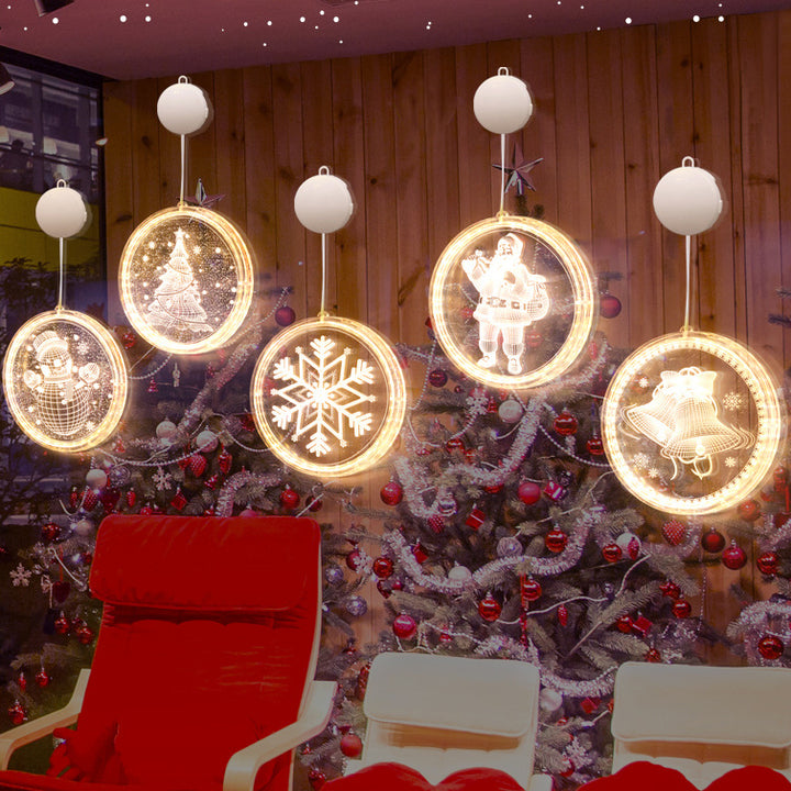 Moderne Art Deco Batterie PS Runde Santa Weihnachtsbaum Glocke Hirsch Saug-LED-Wandleuchte Dekorationslicht für Esszimmer 