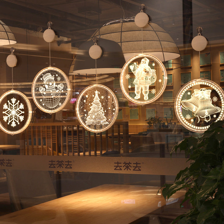 Moderne Art Deco Batterie PS Runde Santa Weihnachtsbaum Glocke Hirsch Saug-LED-Wandleuchte Dekorationslicht für Esszimmer 