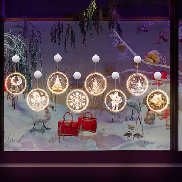 Moderne Art Deco Batterie PS Runde Santa Weihnachtsbaum Glocke Hirsch Saug-LED-Wandleuchte Dekorationslicht für Esszimmer 