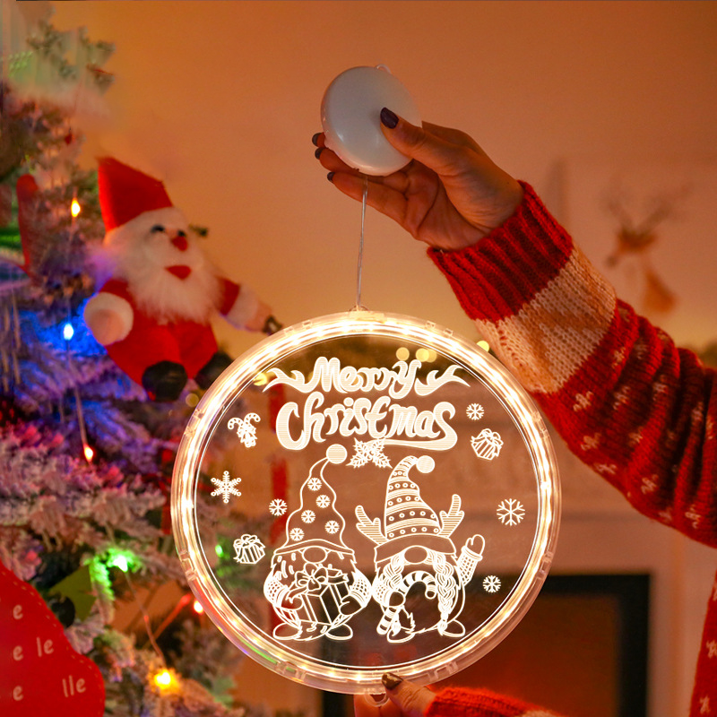 Art Déco Moderne Batterie PS Ronde Père Noël Arbre de Noël Cloche Renne Ventouse LED Applique Murale Décoration Lumière Pour Salle à Manger 