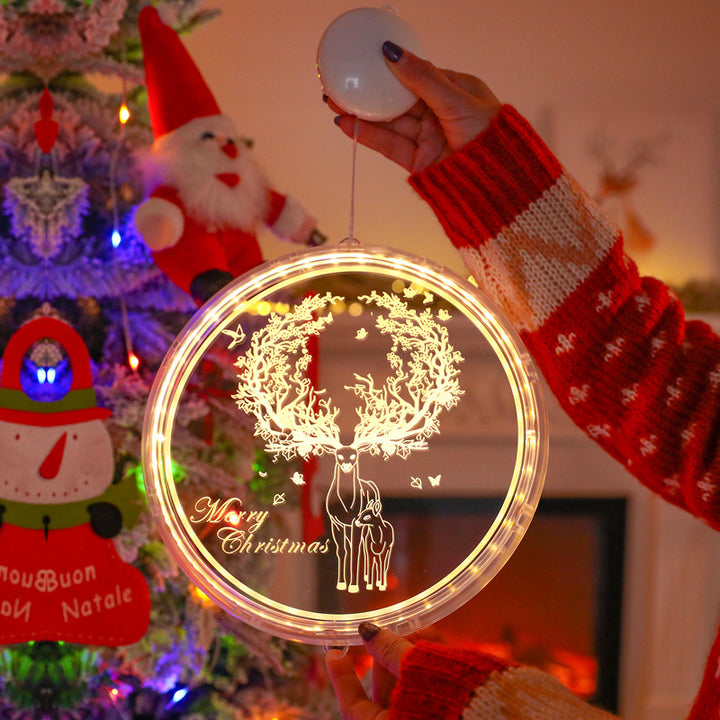 Moderne Art Deco Batterie PS Runde Santa Weihnachtsbaum Glocke Hirsch Saug-LED-Wandleuchte Dekorationslicht für Esszimmer 