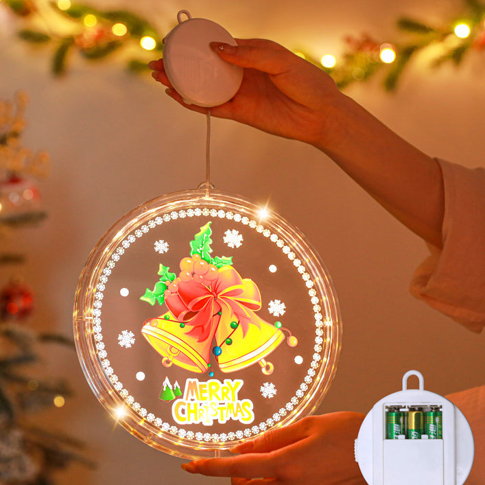 Moderne Art Deco Batterie PS Runde Bemalte Weihnachtsmann Weihnachtsbaum Glocke Rentier Schnee Saugnapf LED Wandleuchte Dekoration Licht Für Esszimmer 