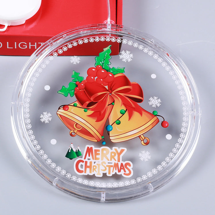 Moderne Art Deco Batterie PS Runde Bemalte Weihnachtsmann Weihnachtsbaum Glocke Rentier Schnee Saugnapf LED Wandleuchte Dekoration Licht Für Esszimmer 