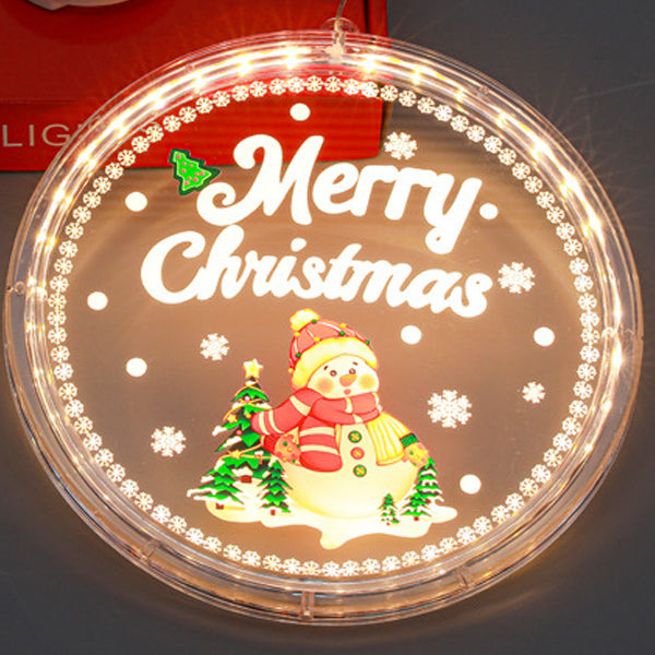 Moderne Art Deco Batterie PS Runde Bemalte Weihnachtsmann Weihnachtsbaum Glocke Rentier Schnee Saugnapf LED Wandleuchte Dekoration Licht Für Esszimmer 