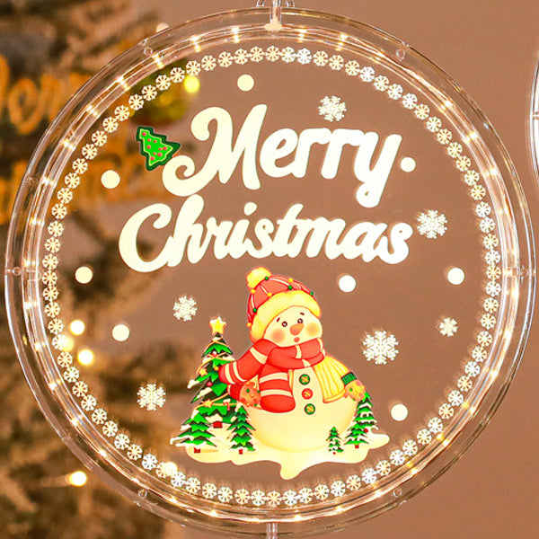 Moderne Art Deco Batterie PS Runde Bemalte Weihnachtsmann Weihnachtsbaum Glocke Rentier Schnee Saugnapf LED Wandleuchte Dekoration Licht Für Esszimmer 