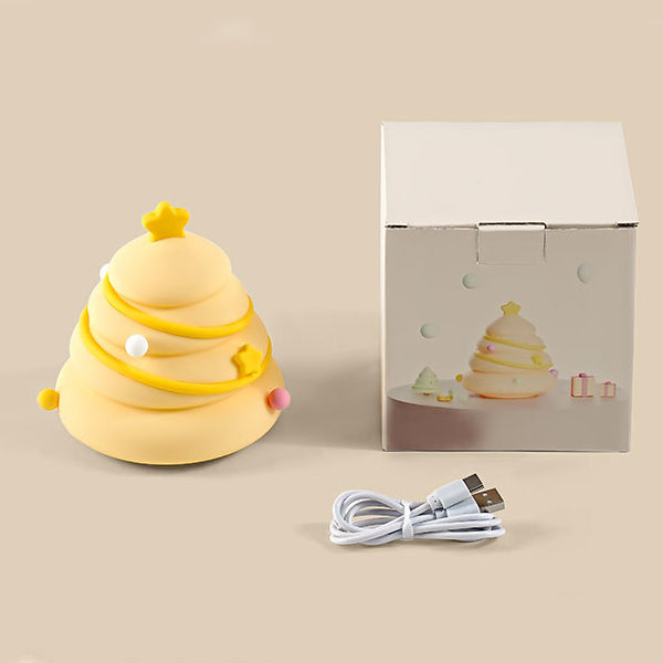 Zeitgenössische kreative wiederaufladbare Silica-ABS-Weihnachtsbaum-LED-Tischlampe Nachtlicht für das Schlafzimmer 