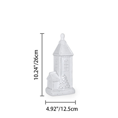 Contemporary Nordic Battery Ceramic Pointed House Christmas Tree LED Table Lamp Night Light For Bedroom
