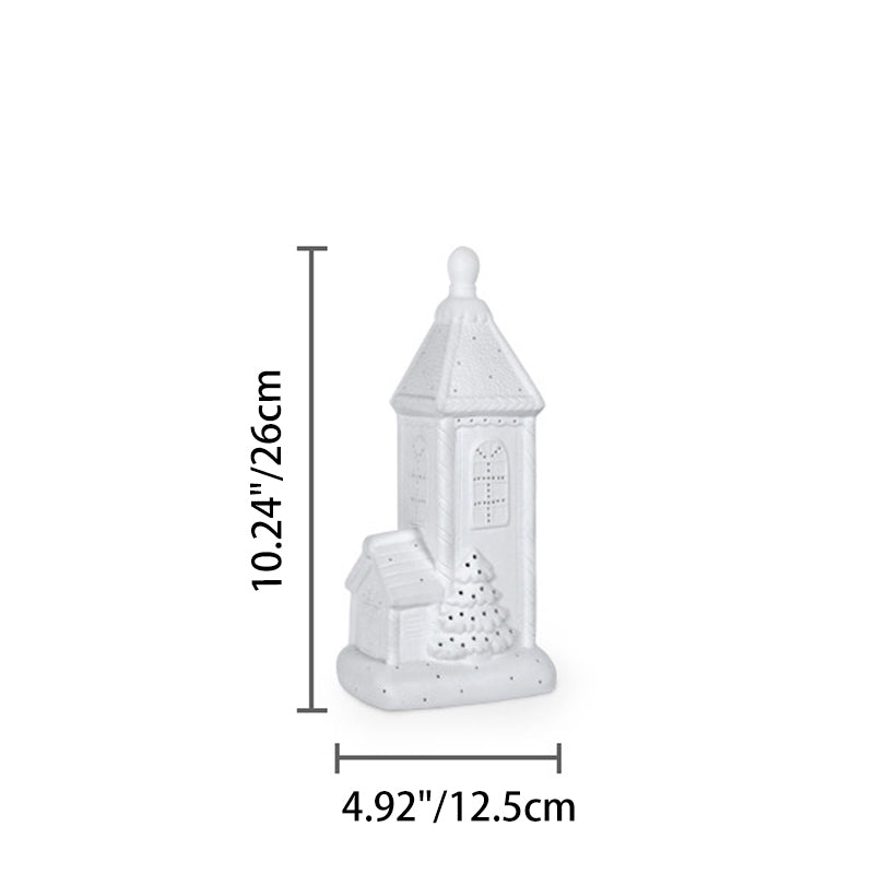 Contemporary Nordic Battery Ceramic Pointed House Christmas Tree LED Table Lamp Night Light For Bedroom