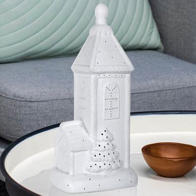 Contemporary Nordic Battery Ceramic Pointed House Christmas Tree LED Table Lamp Night Light For Bedroom