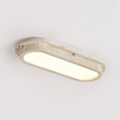 Traditional Japanese Travertine Acrylic Strip Elliptical LED Flush Mount Ceiling Light For Hallway