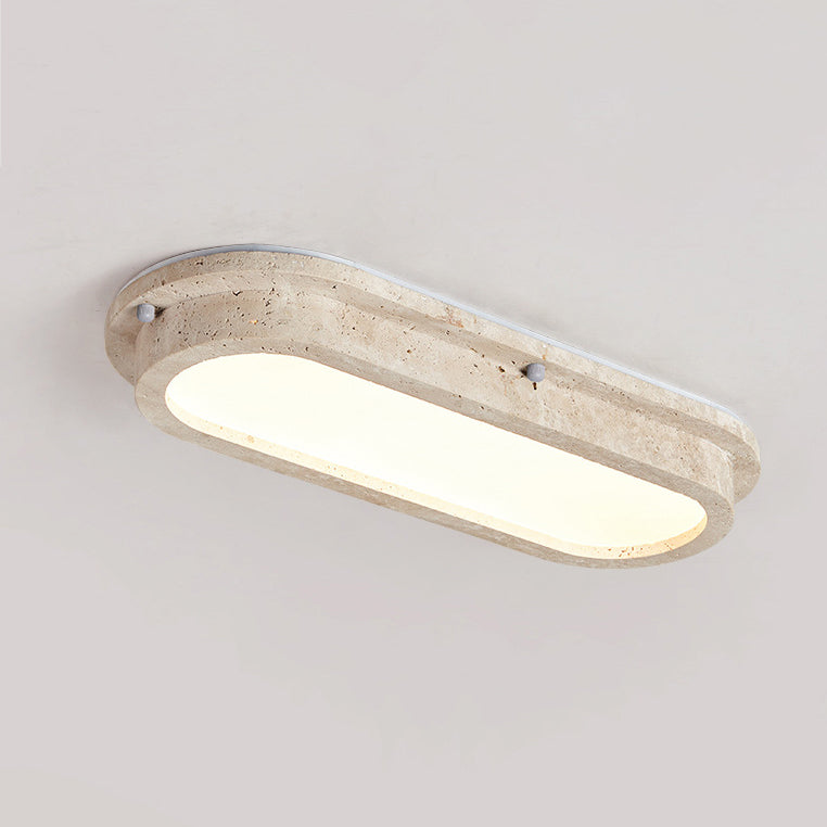 Traditional Japanese Travertine Acrylic Strip Elliptical LED Flush Mount Ceiling Light For Hallway